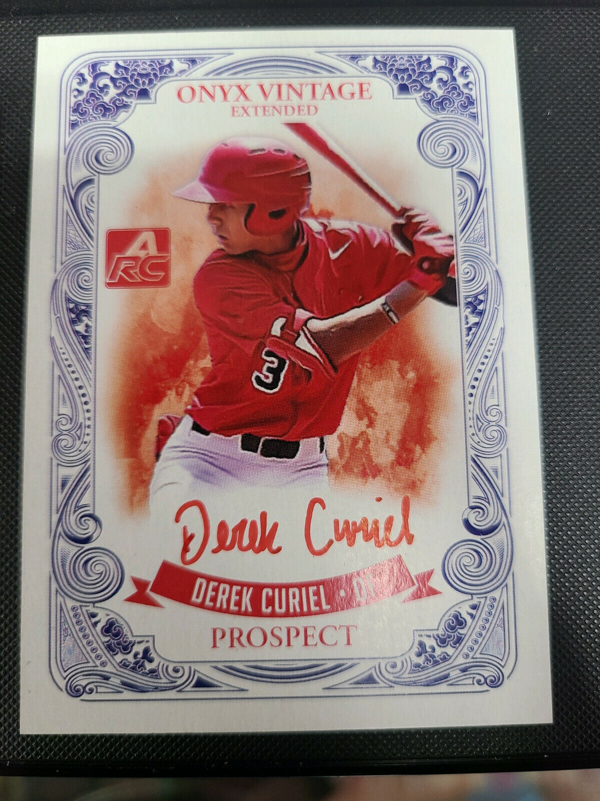 DEREK CURIEL 2021 ONYX VINTAGE EXTENDED BASEBALL ON CARD AUTO RED INK /50 RC