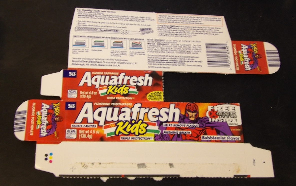 Rare Aquafresh Kids X-Men Toothpaste Box-Magneto Rare Aquafresh Kids X-Men Toothpaste Box-Magneto