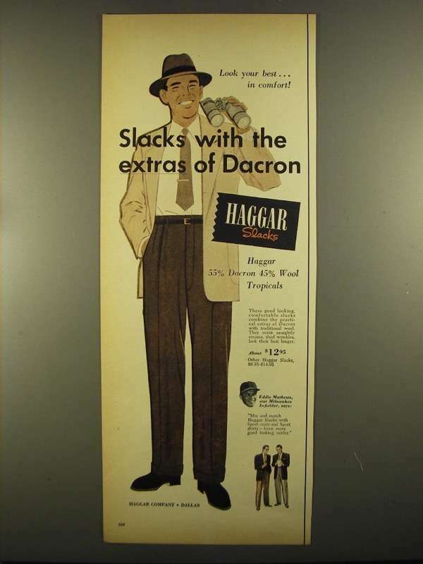 1955 Haggar Slacks Ad - Eddie Mathews