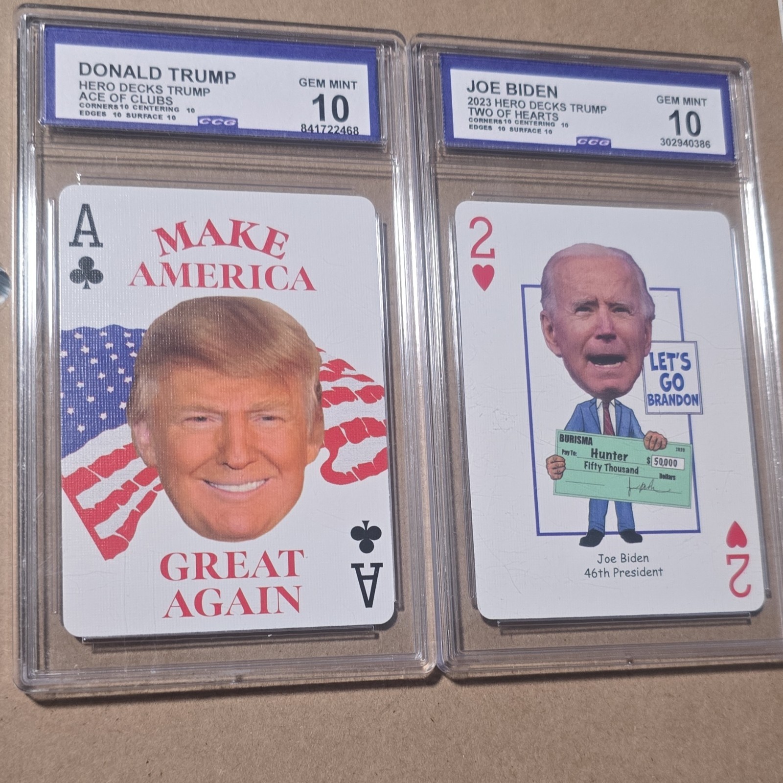 Hero Decks Trump 2023 CGC 10 Graded Donald Trump & Joe Biden 2-Card Lot