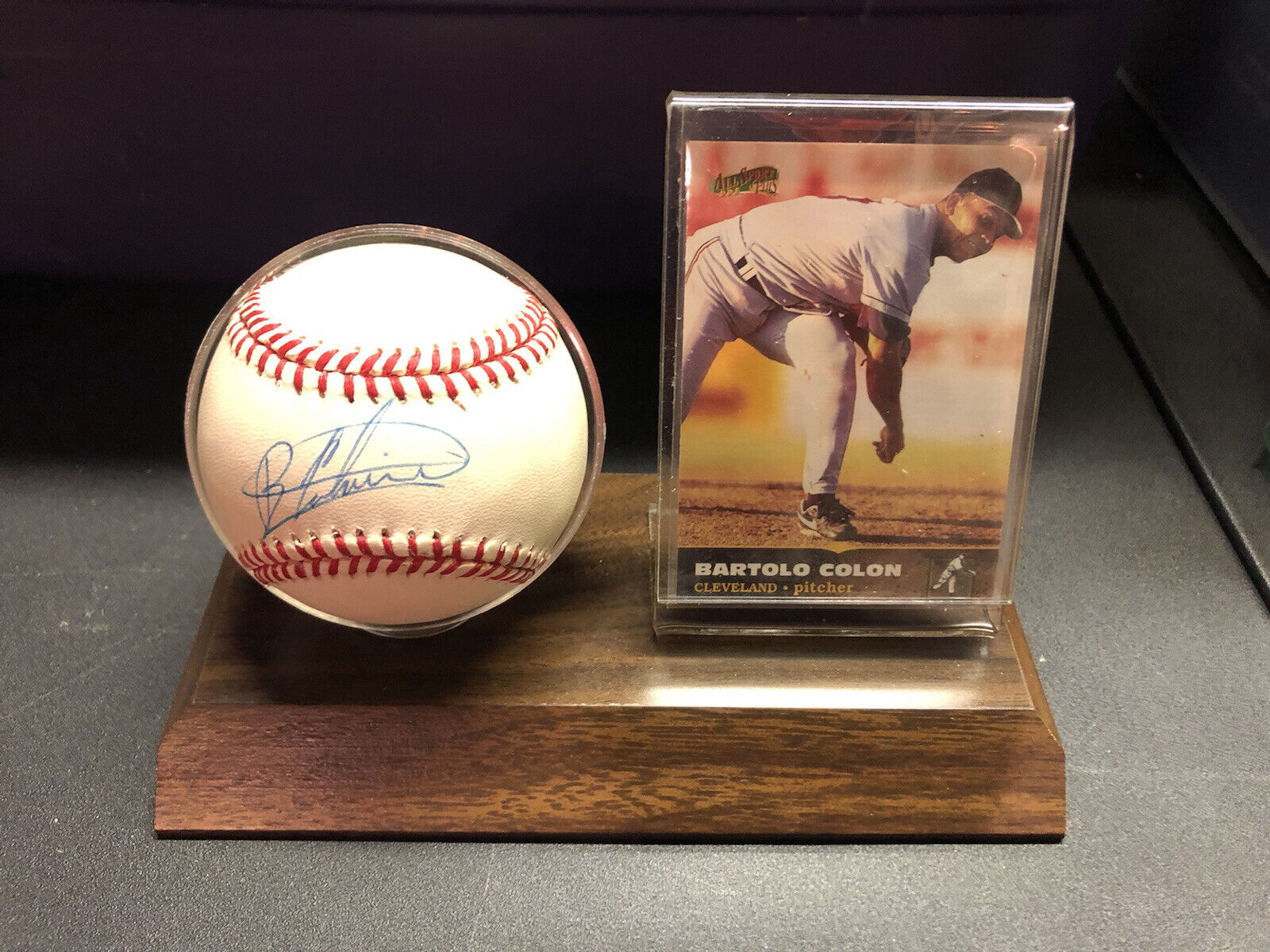 Bartolo Colon Autographed OAL Baseball with Display Holder.