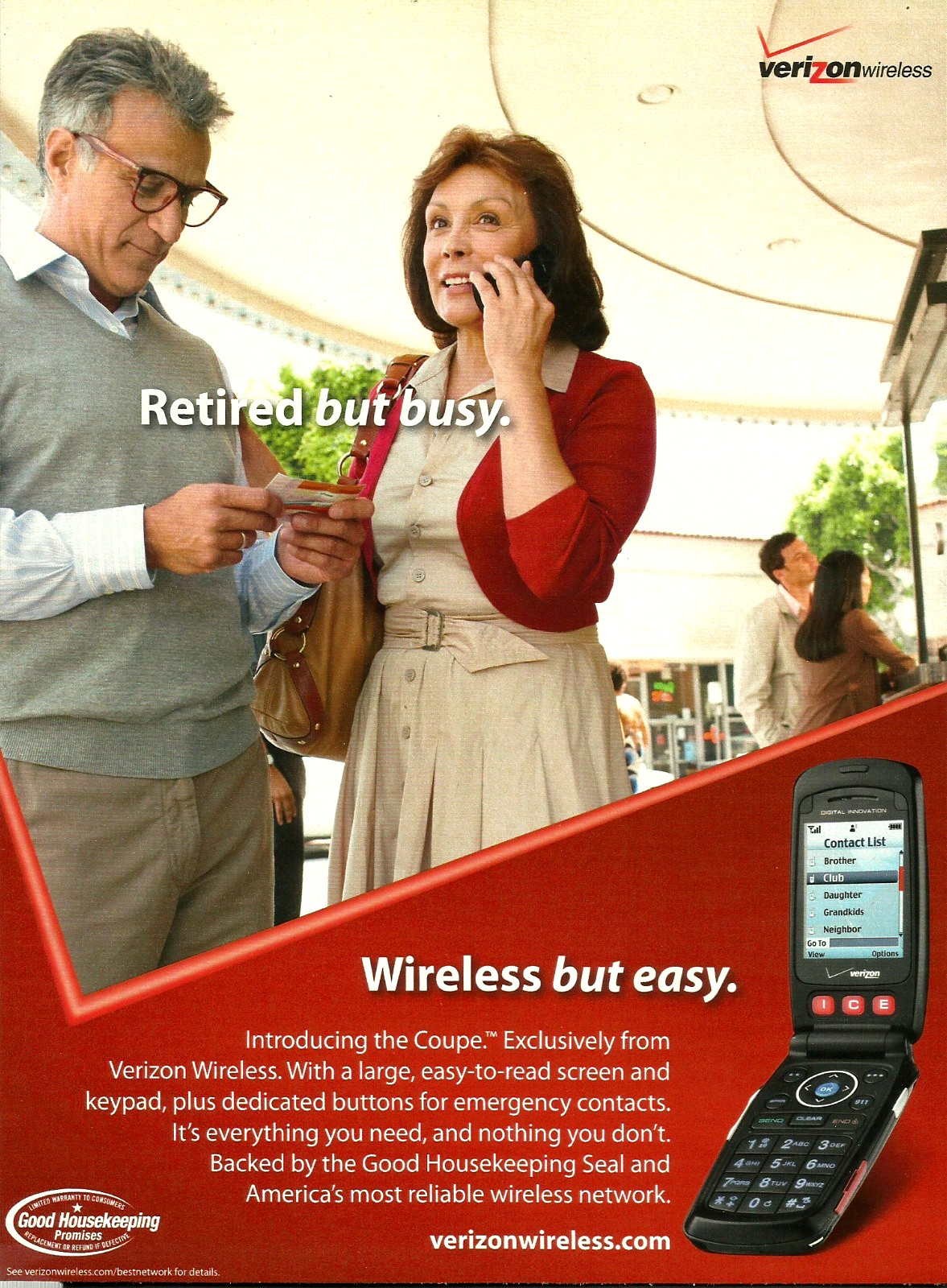 2007 Verizon Wireless Coupe Cell Phone Retired But Busy Print AD Advertisement