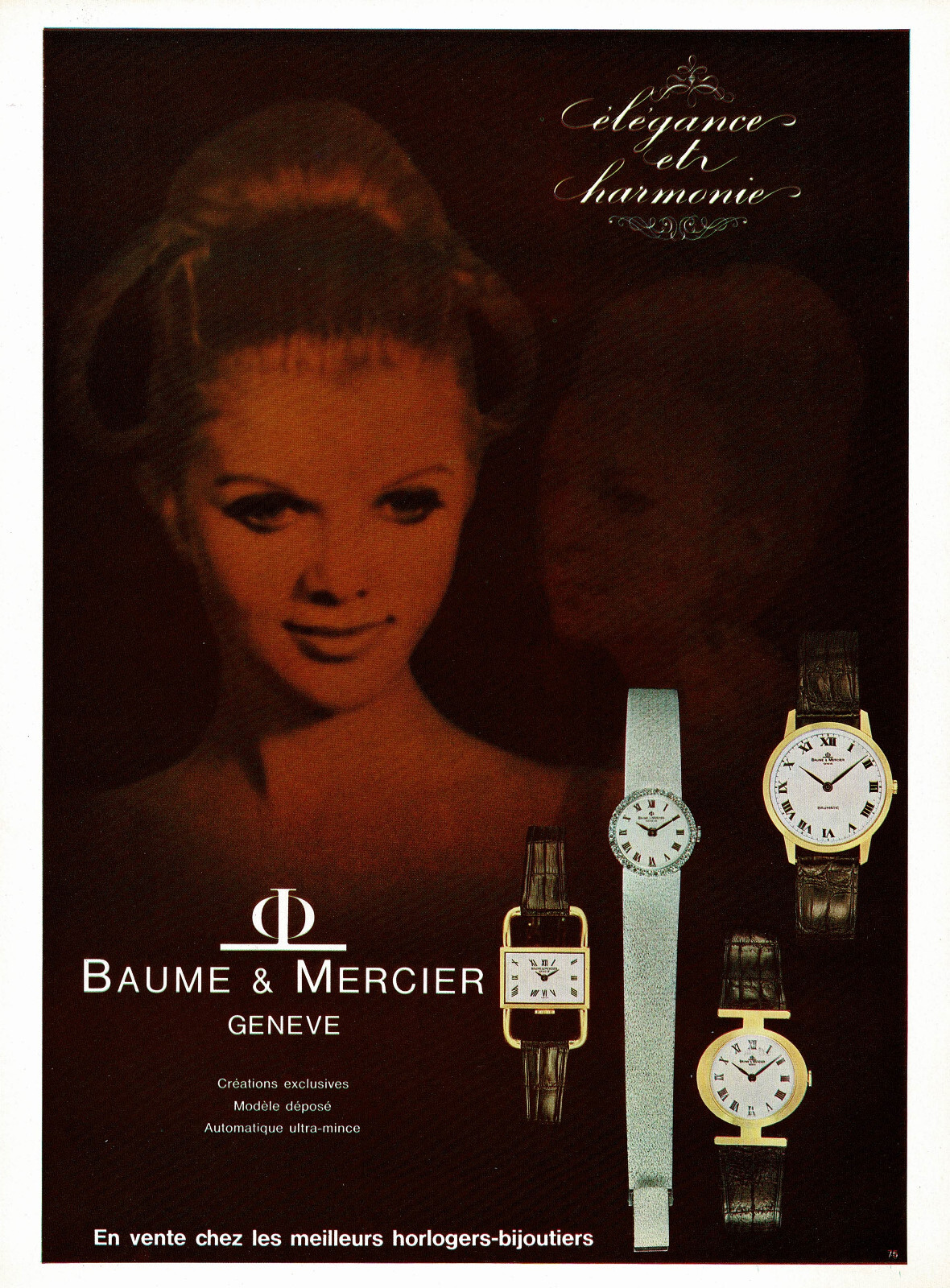 Original Vintage Baume Mercier Watch Photo Print Ad 1960s Original Vintage Baume Mercier Watch Photo Print Ad 1960s