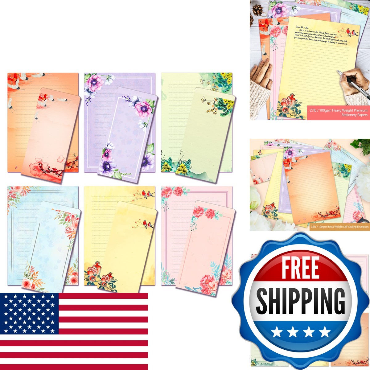 ANZON MORIES 72 Pcs A4 Vintage Floral Stationary Paper And Envelope Set ANZON MORIES 72 Pcs A4 Vintage Floral Stationary Paper And Envelope Set