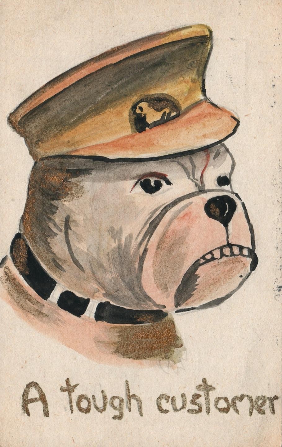 WWI 1914 Patriotic British Bulldog Hand Painted Postcard Gloucester Post History WWI 1914 Patriotic British Bulldog Hand Painted Postcard Gloucester Post History
