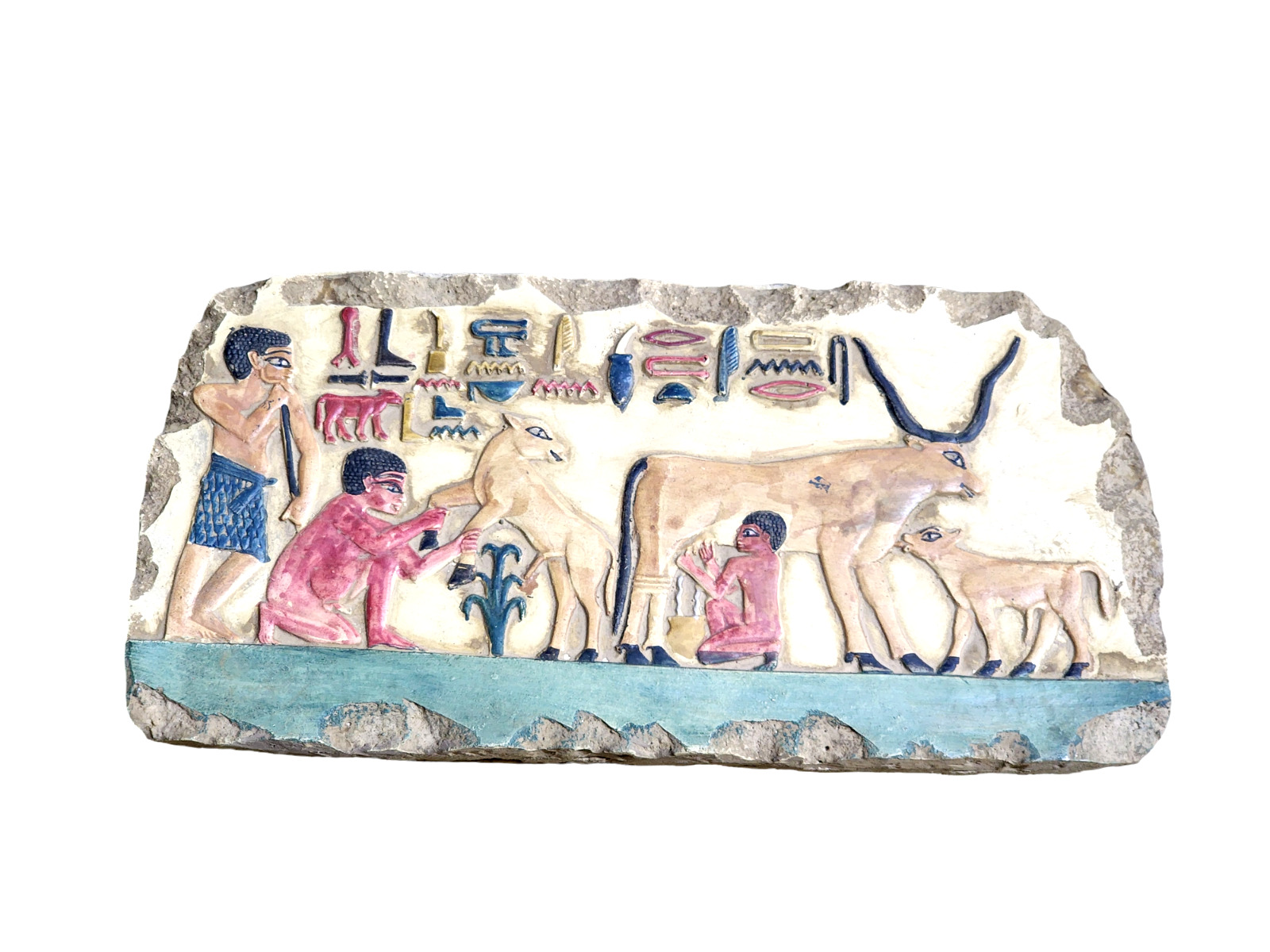 Pharaonic Mural Egyptian Antique Unique Vintage Stone Multicolor Handmade