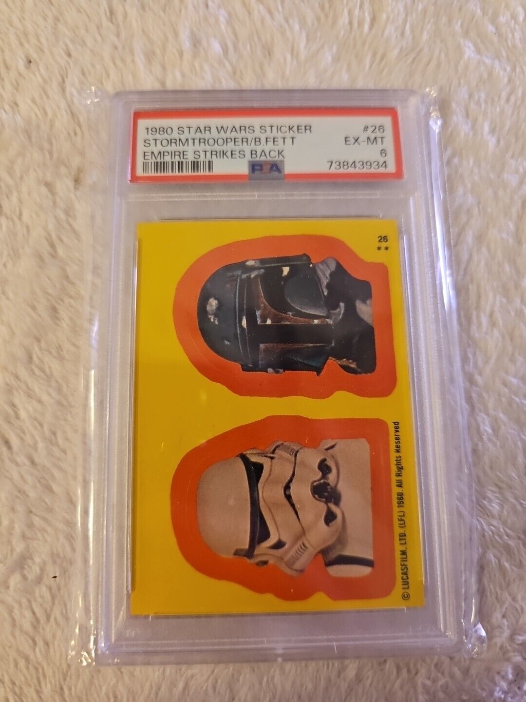 1980 Topps Star Wars Sticker Stormtrooper / Boba Fett #26  PSA 6 EX-MT