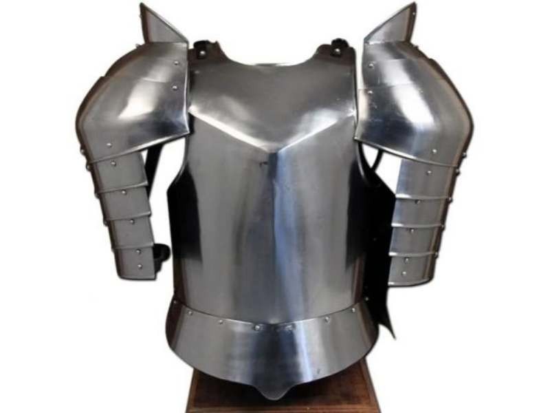 Medieval Warrior Steel Shoulder Guard Cuirass w/Leather Straps – Body Armor 18G Medieval Warrior Steel Shoulder Guard Cuirass w/Leather Straps – Body Armor 18G