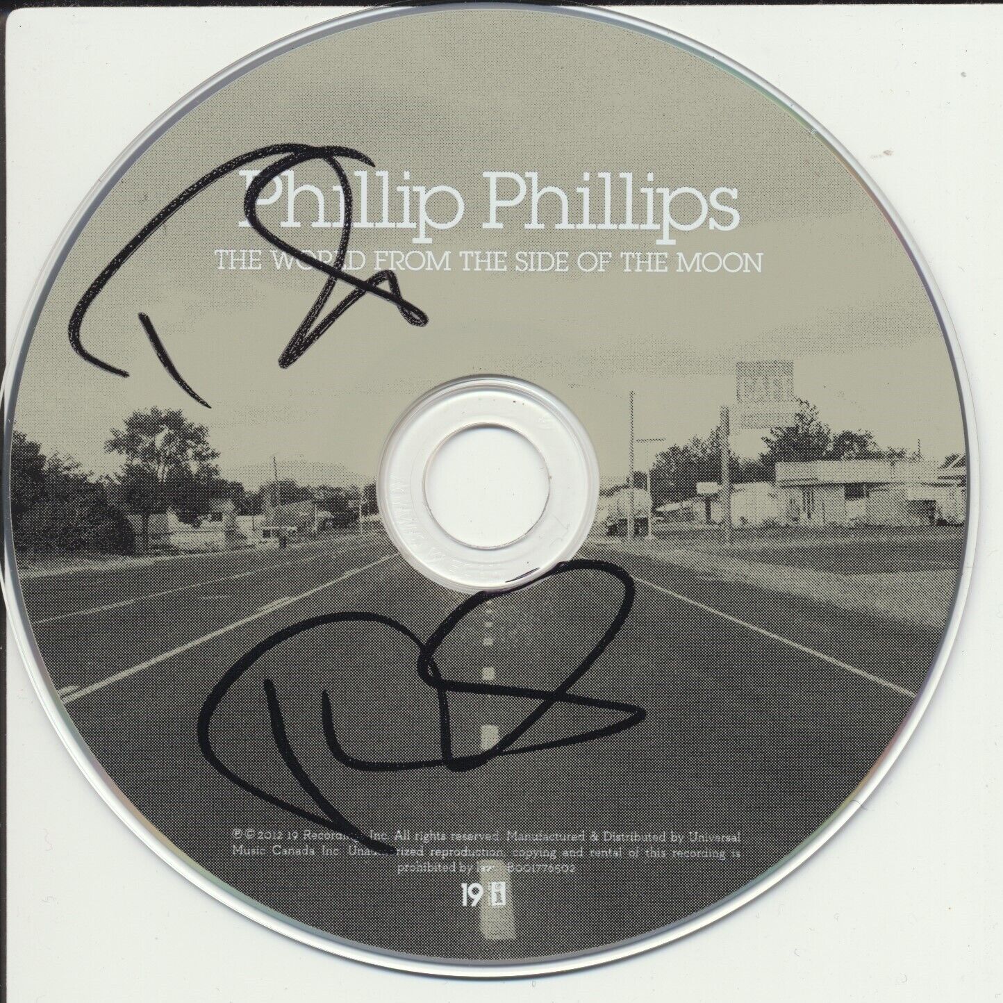 PHILLIP PHILLIPS SIGNED THE WORLD FROM THIS SIDE OF THE MOON CD DISK