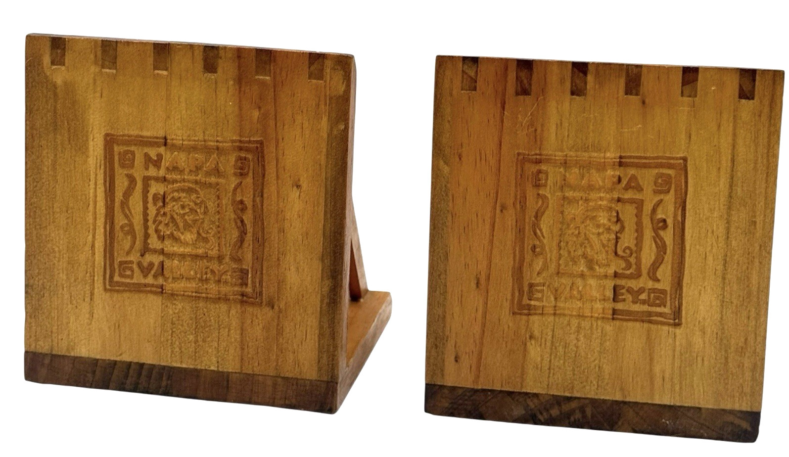 Vtg Napa Valley Wooden Desktop Organizer Set 2 Wine Advertising Logo Dovetail Vtg Napa Valley Wooden Desktop Organizer Set 2 Wine Advertising Logo Dovetail