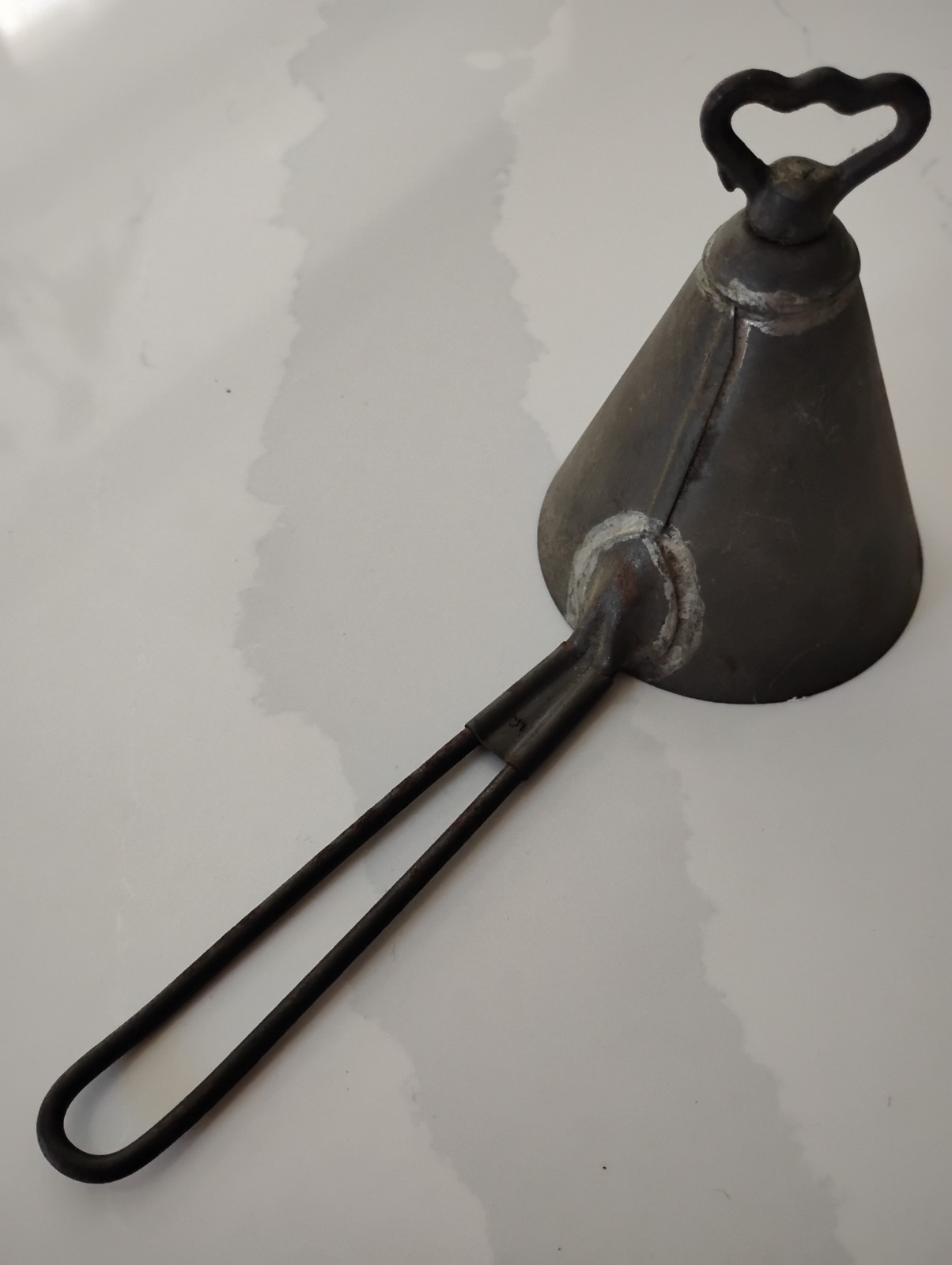 Vintage Early Ice Cream Scoop Heart Turn Key Cone Shaped Soldered Metal #5