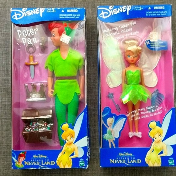 Vintage Disney Peter Pan & Tinkerbell Dolls NOS HTF Rare Hasbro Vintage Disney Peter Pan & Tinkerbell Dolls NOS HTF Rare Hasbro