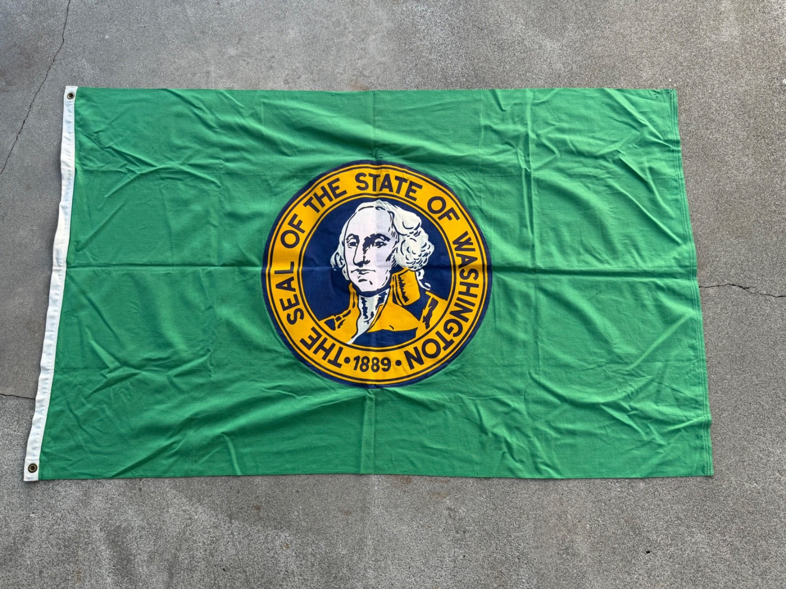 Vintage Washington State Flag 3x5 100% Cotton Paramount Flag Co SF, The Seal Of Vintage Washington State Flag 3x5 100% Cotton Paramount Flag Co SF, The Seal Of