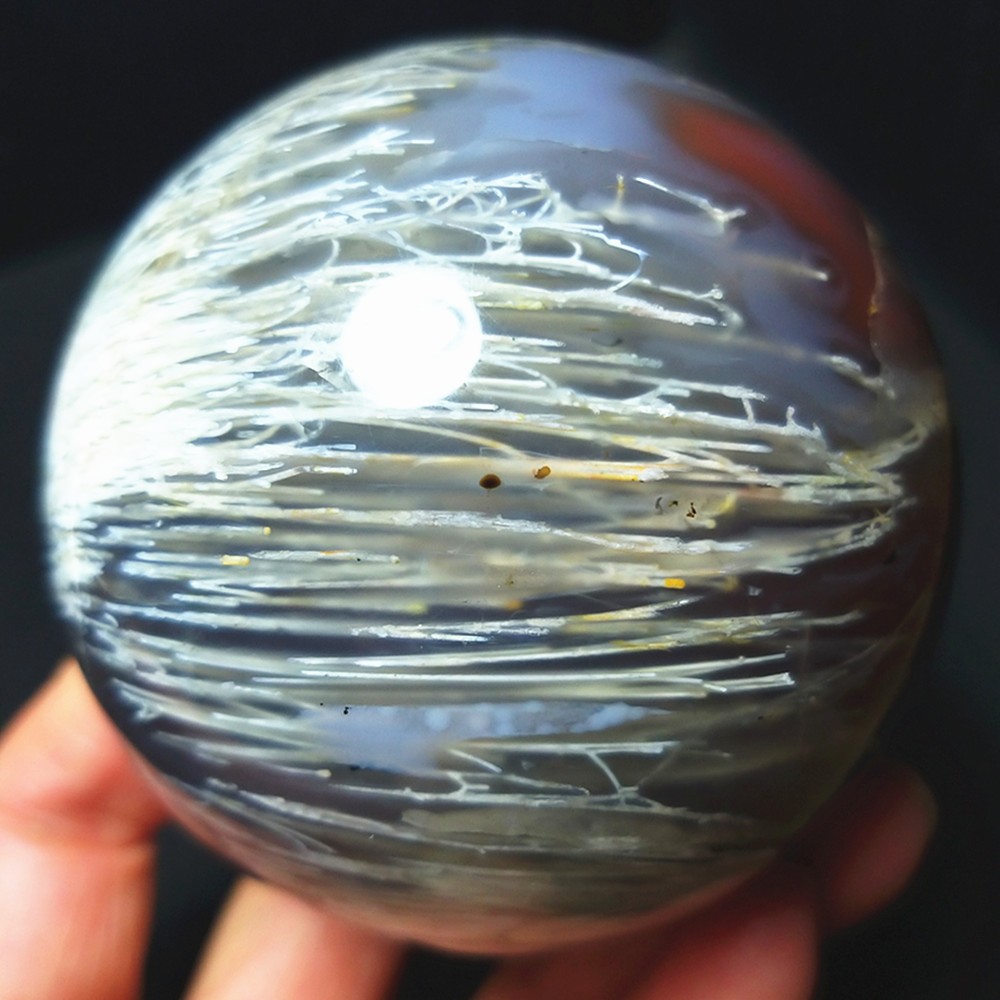 RARE 424g Natural Polished Scarlet Banded Agate Crystal Ball Healing A5017