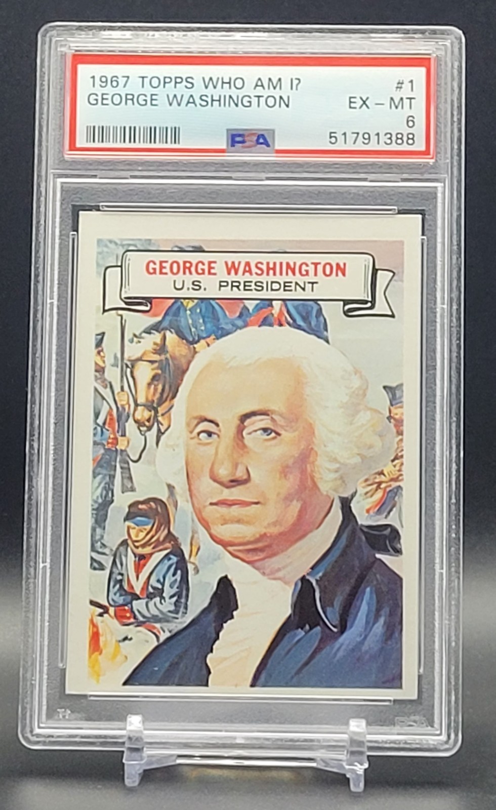 🔥 1967 Topps Who Am I? 🔥 #1-GEORGE WASHINGTON 🦅 graded PSA 6 EXMT ✨️⚡️