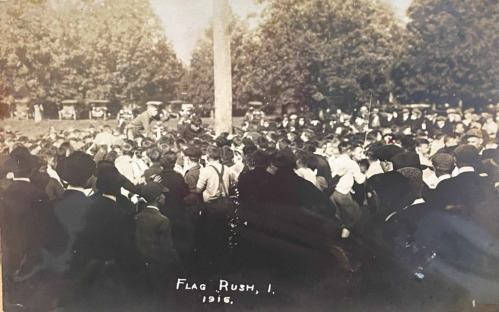 MSU Michigan State RPPC Flag Rush East Lansing 1916 Posted Divided Back w/ Stamp MSU Michigan State RPPC Flag Rush East Lansing 1916 Posted Divided Back w/ Stamp