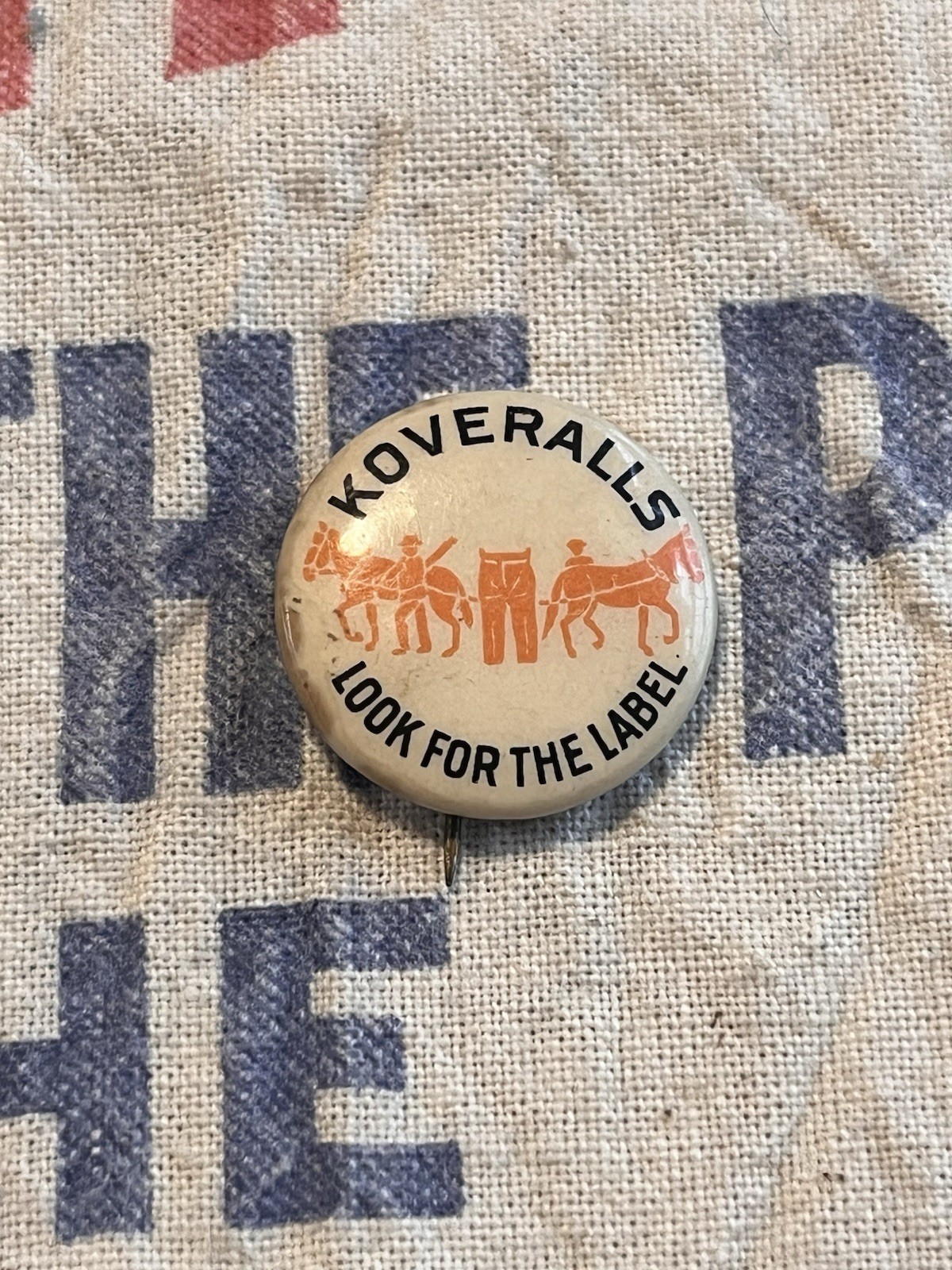 Vintage 1910s Levi Strauss Koveralls Kid Play Suit Pinback Button Bastian Bros