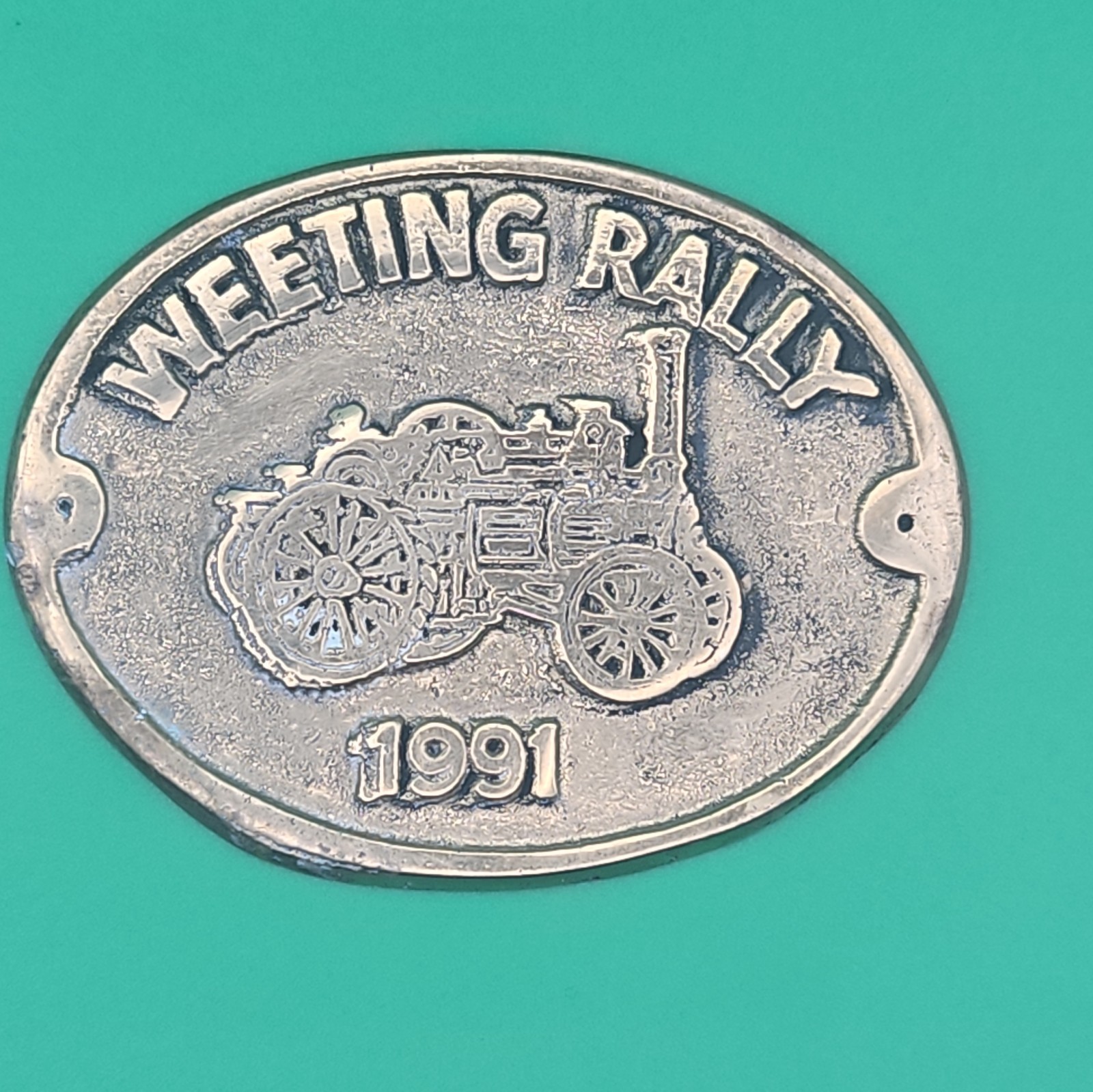 Vintage Weeting Steam Rally 1991 Brass Plaque / Medallion / Badge Vintage Weeting Steam Rally 1991 Brass Plaque / Medallion / Badge