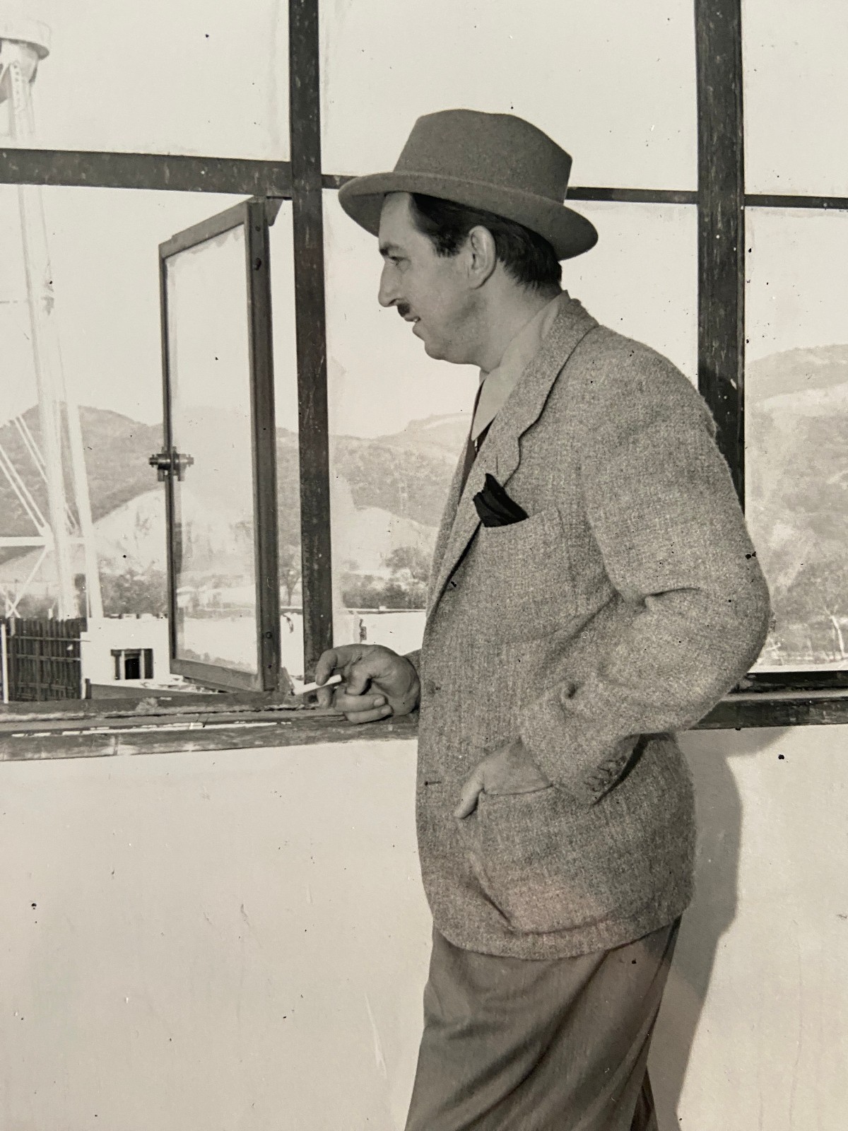 RARE - Original Walt Disney Portrait - Smoking While Overlooking Studio