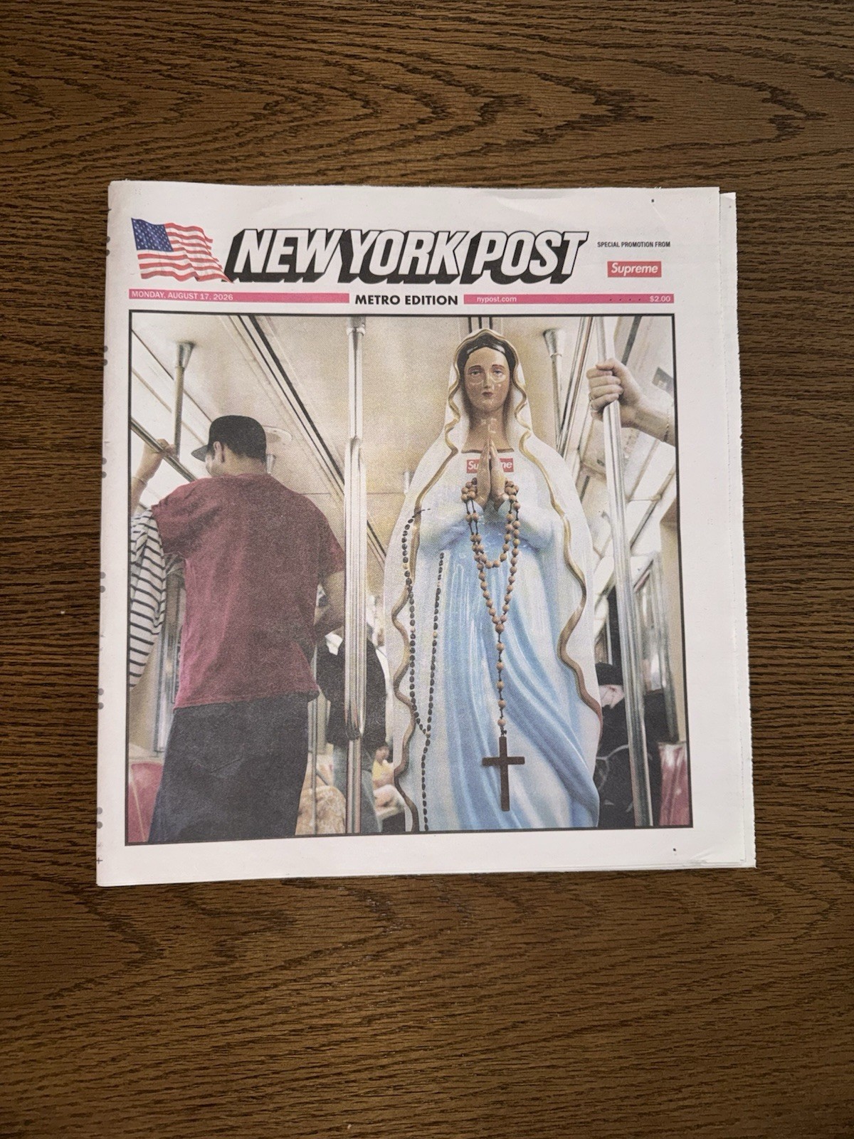 Supreme New York Post Newspaper 2026 Virgin Mary 8/17/2026 Supreme New York Post Newspaper 2026 Virgin Mary 8/17/2026