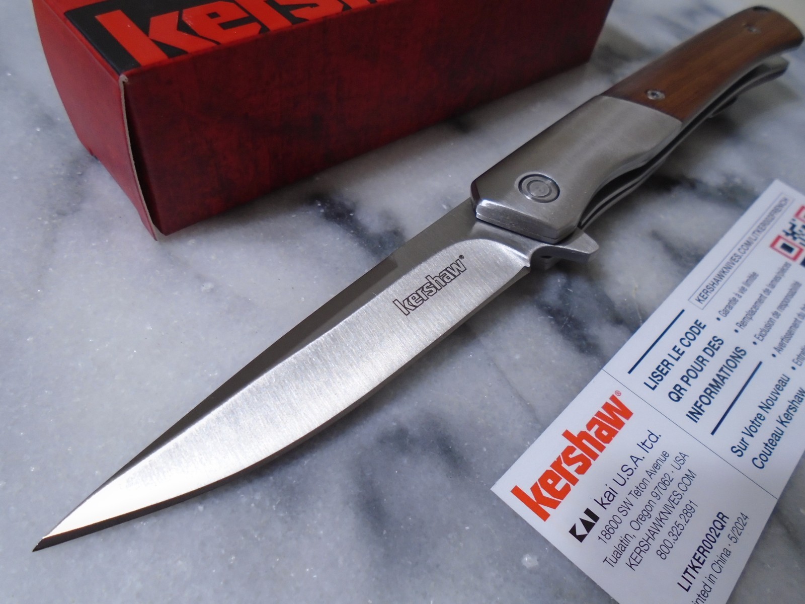 Kershaw Enhance Assisted Open Pocket Knife 8Cr13MoV Fancy Wood Folder 1419 New Kershaw Enhance Assisted Open Pocket Knife 8Cr13MoV Fancy Wood Folder 1419 New