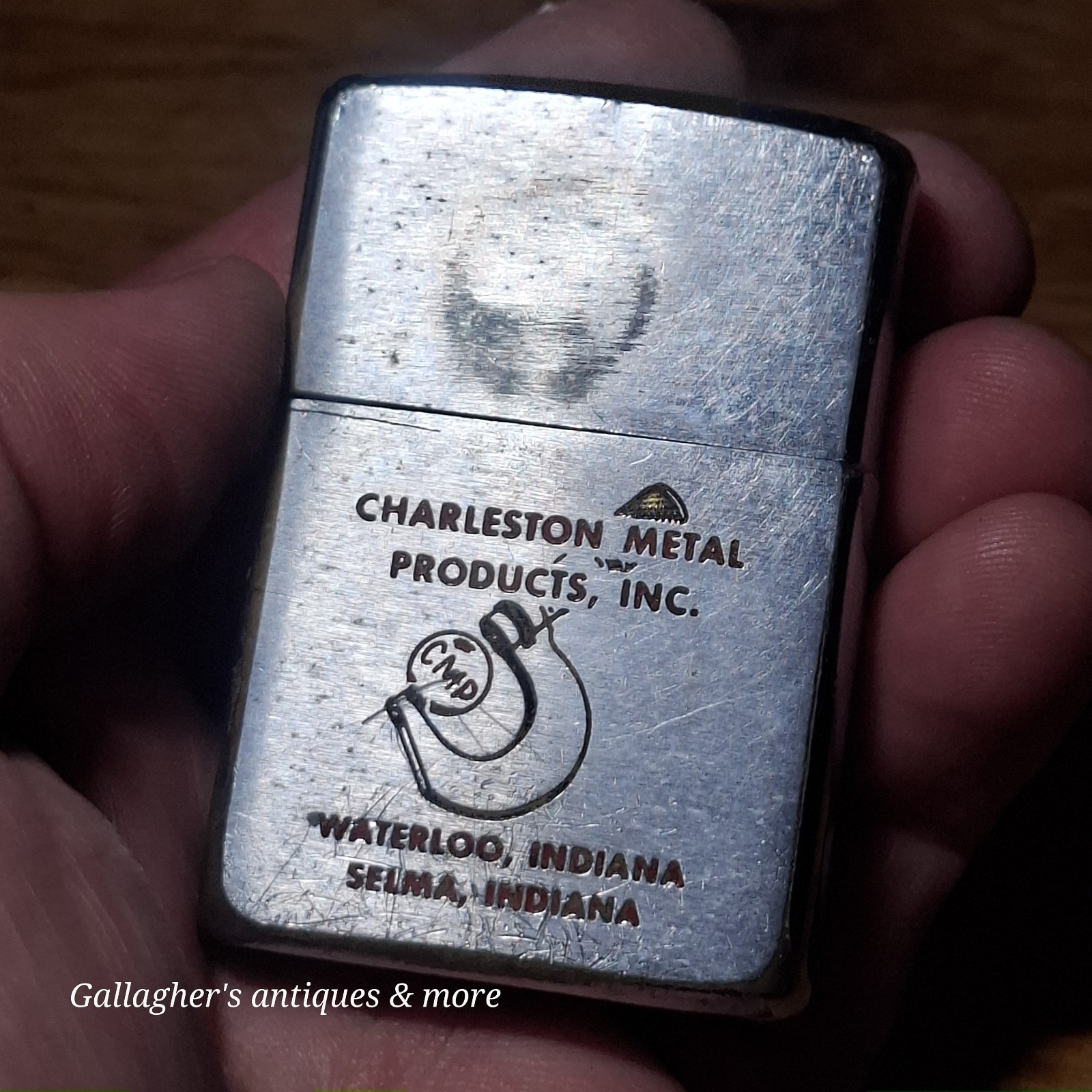 Vtg 1950s Zippo Lighter Pat 2517191 Charleston Metal Products Waterloo Indiana 