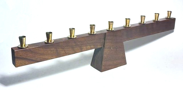 ARTIST PAUL EVANS Modernist MID CENTURY Walnut WOOD The Eliezer MENORAH Judaica