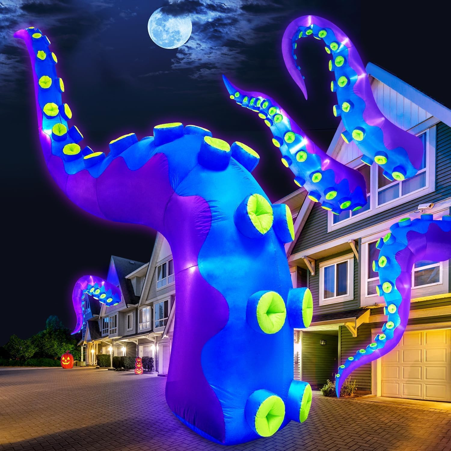 1PCS 16FT Giant Halloween Inflatables Octopus Tentacles, Huge Halloween Decorati