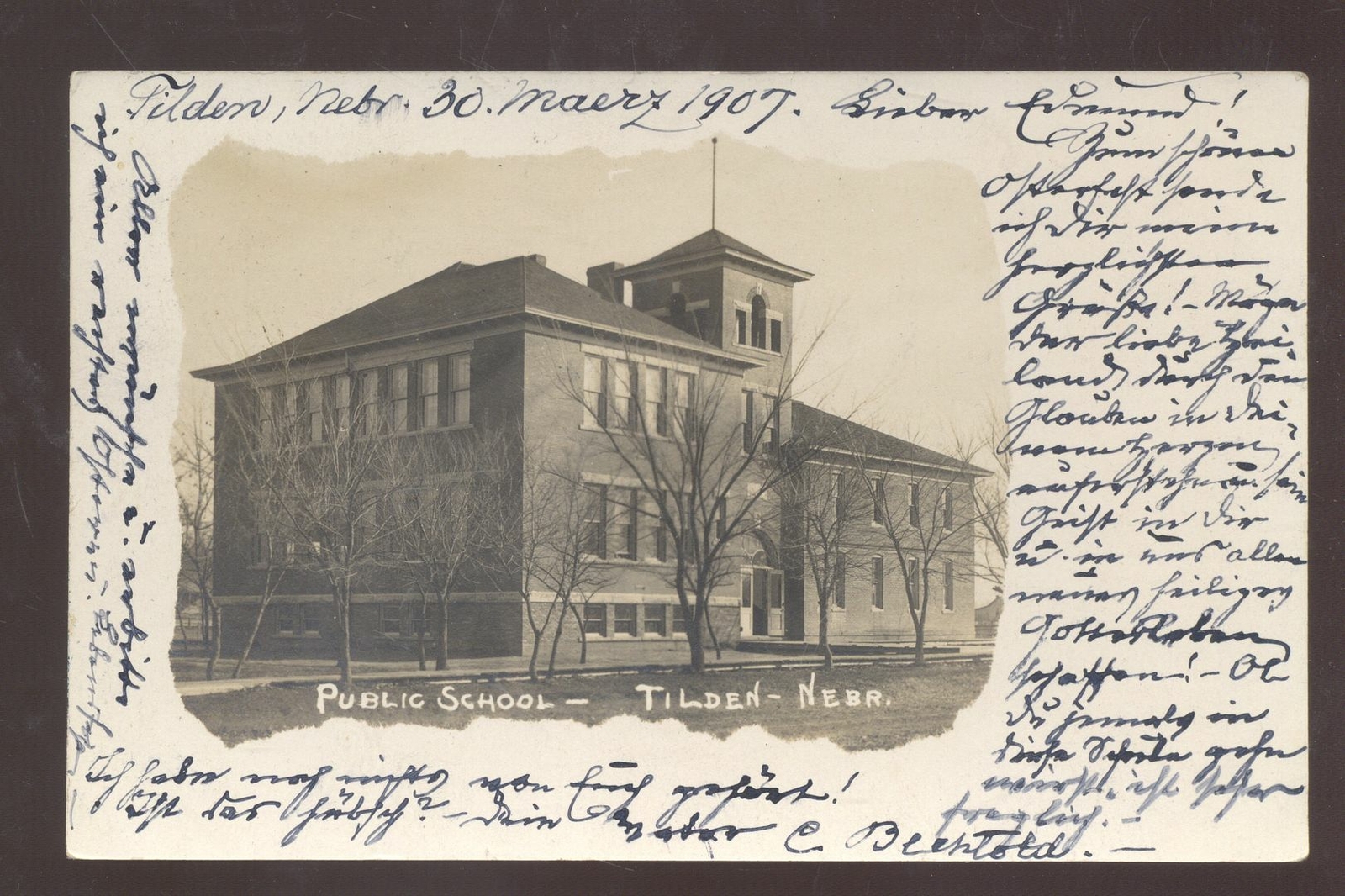RPPC TILDEN NEBRASKA PUBLIC SCHOOL BUILDING 1907 VINTAGE REAL PHOTO POSTCARD RPPC TILDEN NEBRASKA PUBLIC SCHOOL BUILDING 1907 VINTAGE REAL PHOTO POSTCARD