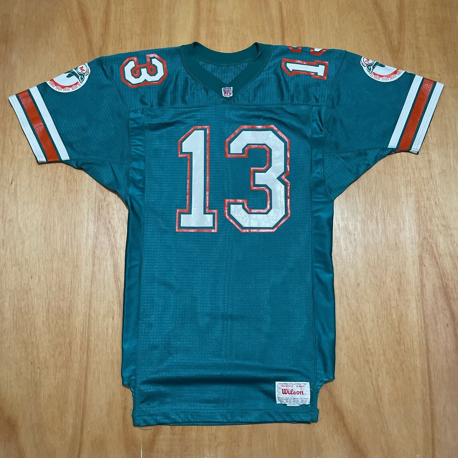 100% Authentic Dan Marino Vintage Wilson Dolphins Jersey Mens Size 44 L Mens