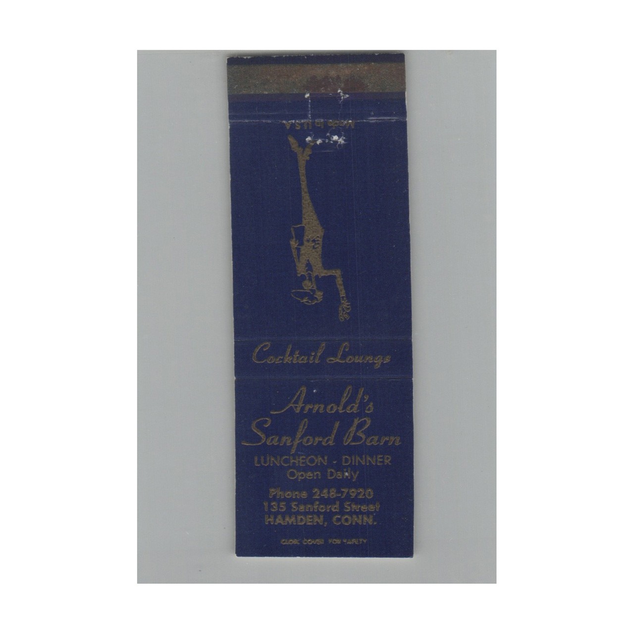 Matchbook Cover Arnold's Sanford Barn Hamden CT Matchbook Cover Arnold's Sanford Barn Hamden CT