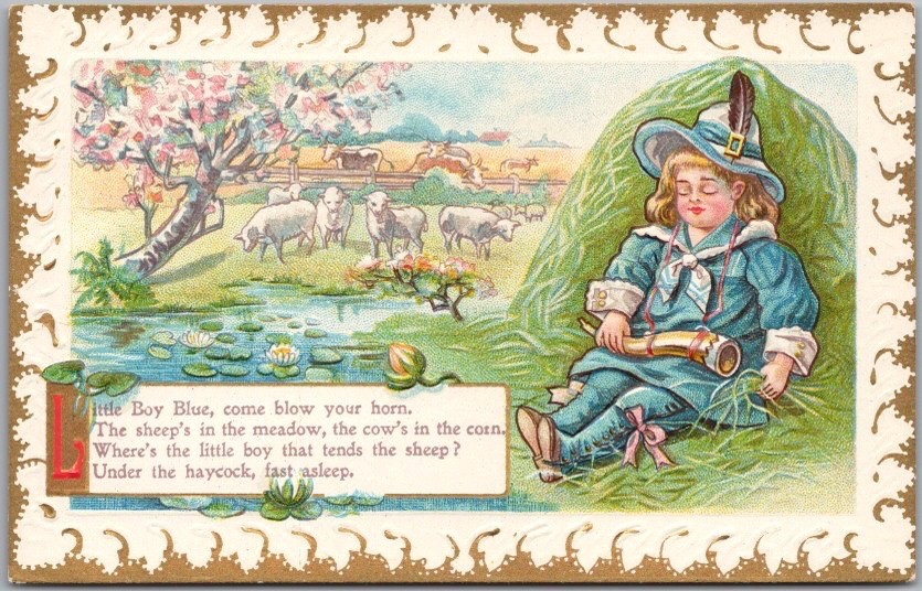 c1910s FAIRY TALE / Nursery Rhyme Embossed Postcard \