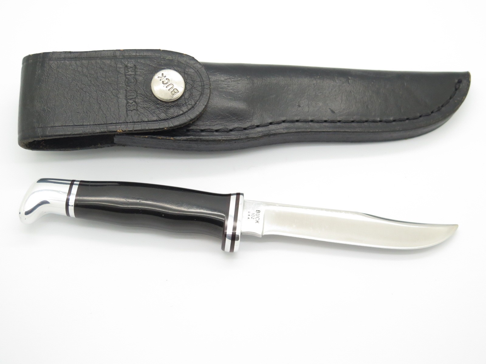 Vintage 1972-86 Buck 102 3 Three Liner Woodsman USA Fixed Blade Hunting Knife Vintage 1972-86 Buck 102 3 Three Liner Woodsman USA Fixed Blade Hunting Knife