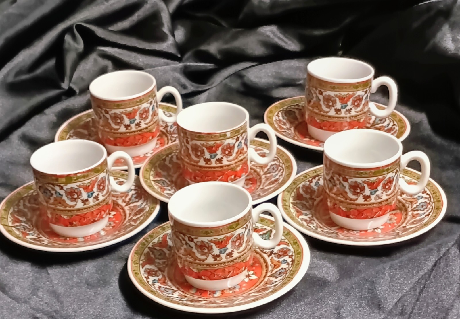 Vtg Georges Briard Peony Expresso Cups Saucers Set 6 Imari Demitasse Porcelain Vtg Georges Briard Peony Expresso Cups Saucers Set 6 Imari Demitasse Porcelain