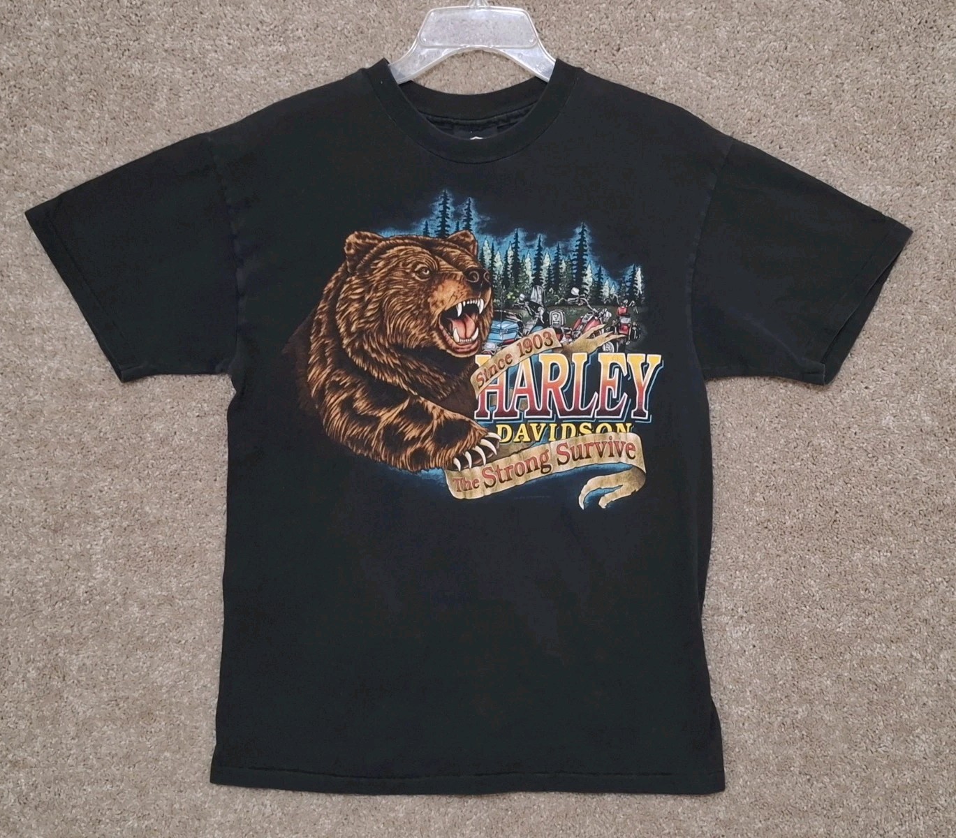 Vintage Harley Davidson T-shirt Men’s MD San Mateo Bear The Strong Survive Vintage Harley Davidson T-shirt Men’s MD San Mateo Bear The Strong Survive