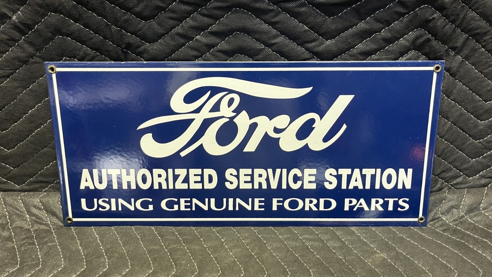 Vintage Ford Authorized Service Station Porcelain Enamel Sign (8 x 18) Vintage Ford Authorized Service Station Porcelain Enamel Sign (8 x 18)
