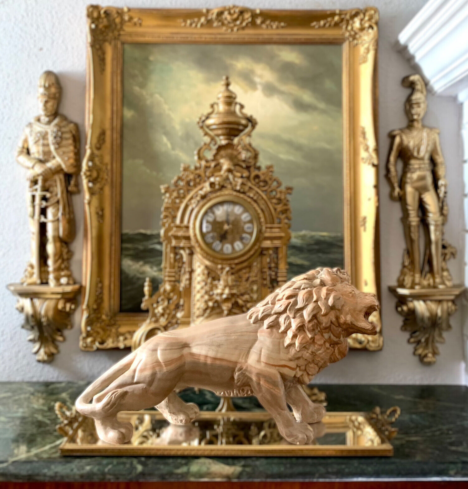 Lion Statue Vintage Heavy Sculpture Vintage Decor