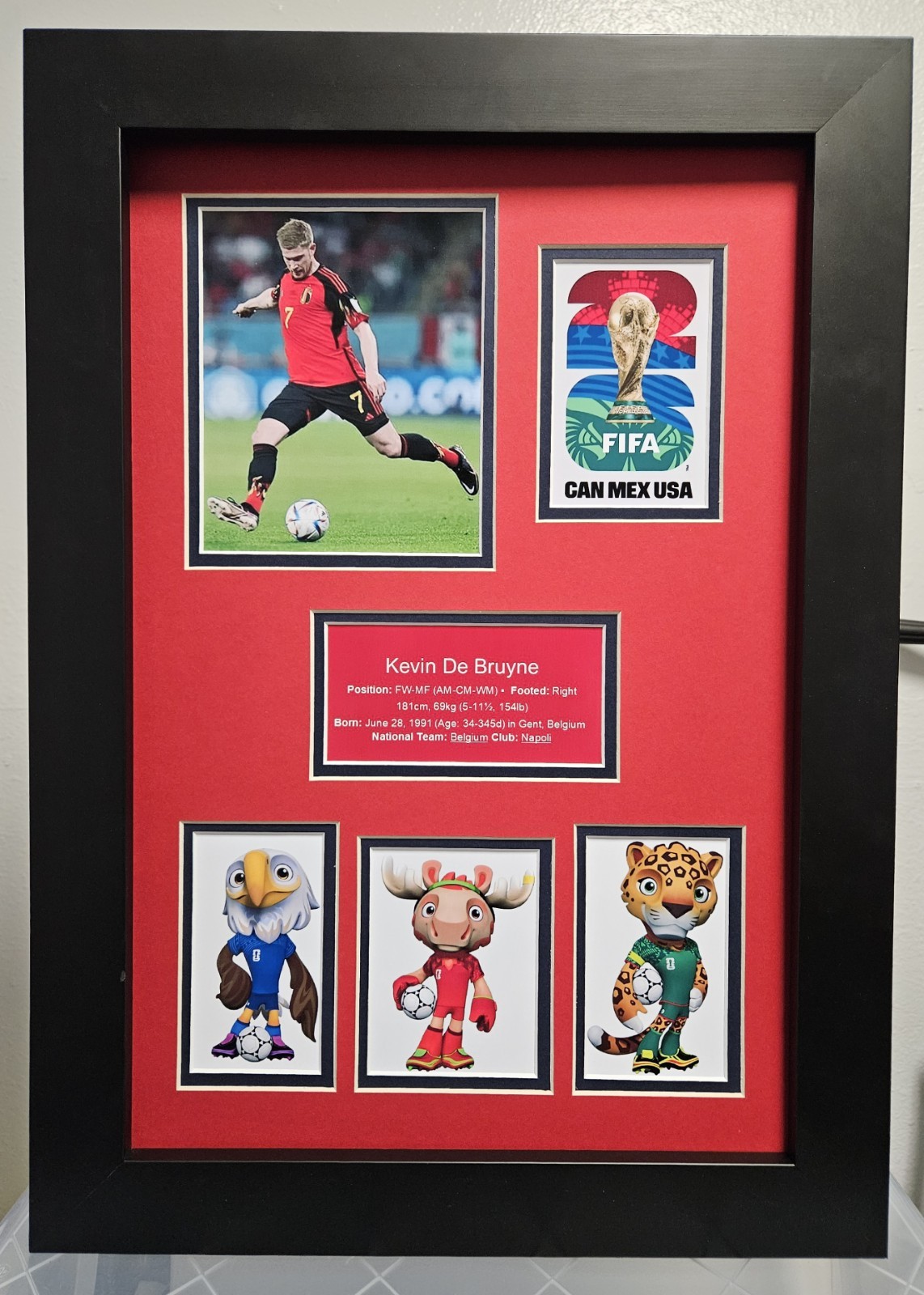 FIFA 2026 Kevin De Bruyne Belgium Collage  Framed Printed Photo  UNSIGNED.