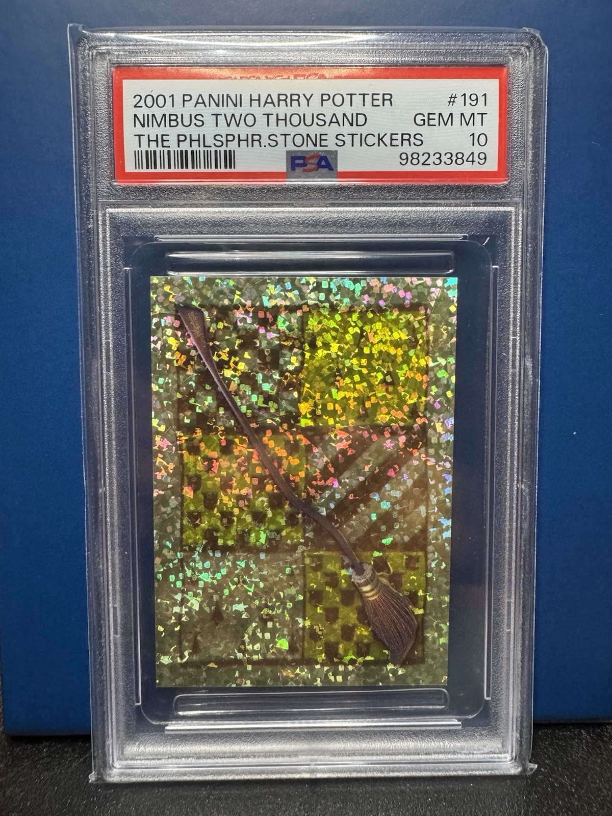 2001 Panini Stickers Harry Potter Philosophers Stone 191 Nimbus 2000 PSA 10 2001 Panini Stickers Harry Potter Philosophers Stone 191 Nimbus 2000 PSA 10