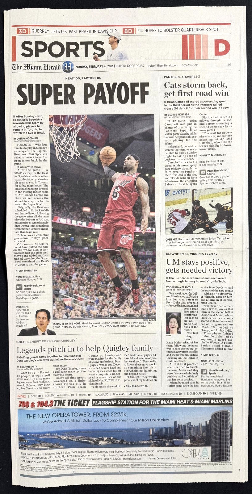 The Miami Herald - Newspaper - Feb 4, 2013 - Sports - Lebron - Excellent - Rare The Miami Herald - Newspaper - Feb 4, 2013 - Sports - Lebron - Excellent - Rare