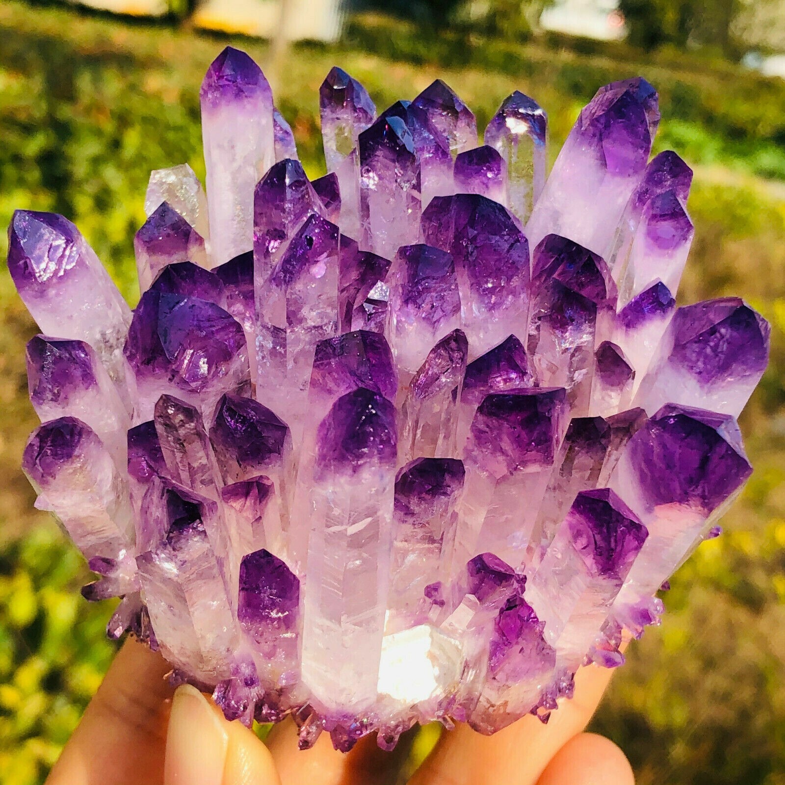 300-400G Large Crystal Amethyst Phantom Cluster Healing Mineral Rocks Specimens 300-400G Large Crystal Amethyst Phantom Cluster Healing Mineral Rocks Specimens