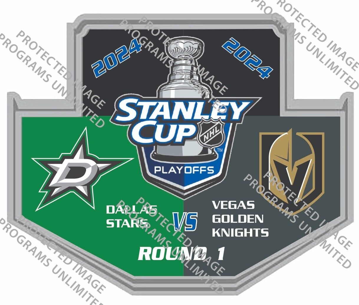 2024 STANLEY CUP PLAYOFFS PIN ROUND 1 DUELING DALLAS STARS VEGAS GOLDEN KNIGHTS