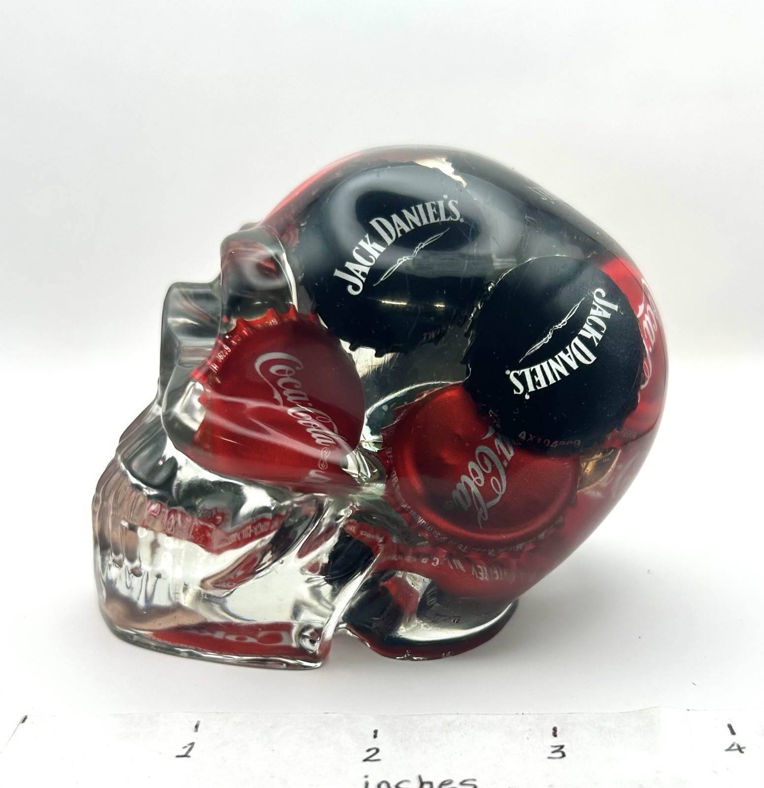 Jack Daniel’s And Coca-Cola Resin Skull 4x2x3 Inches Jack And Coke Skull