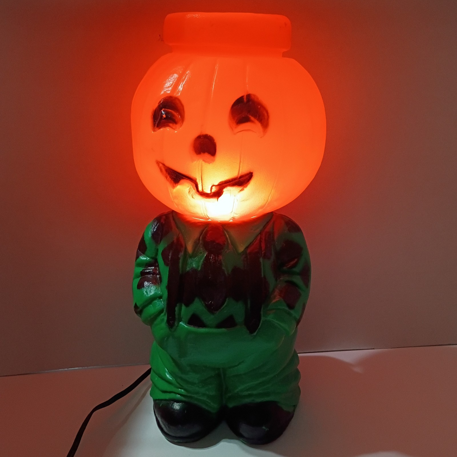 Vtg Mr Blinky Blow Mold pumpkin farmer Halloween Jack O Lantern Scarecrow Rare Vtg Mr Blinky Blow Mold pumpkin farmer Halloween Jack O Lantern Scarecrow Rare
