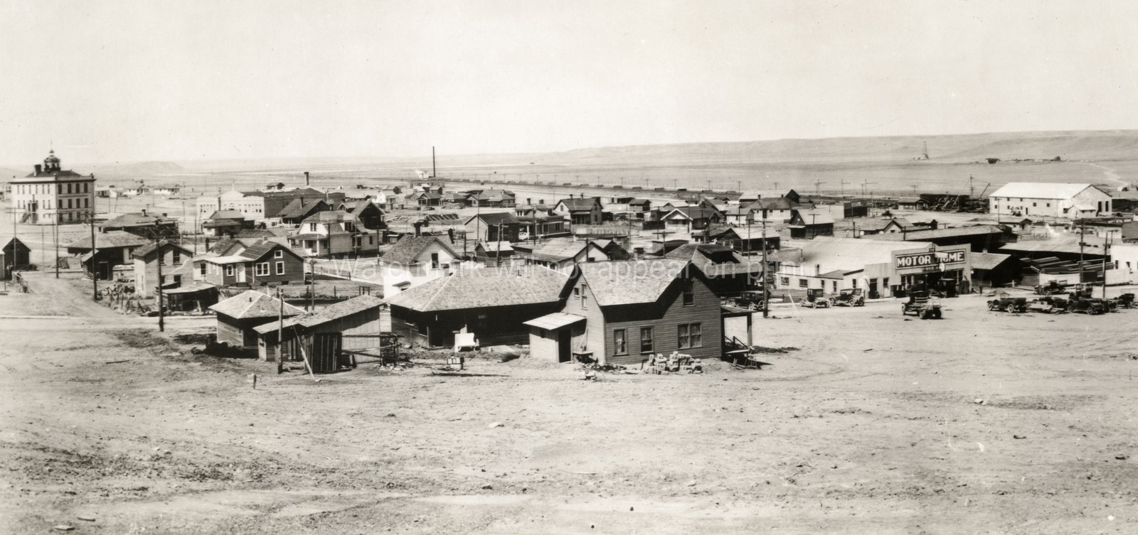 Shelby Montana Dempsey Gibbons Fight Townscape Buildings Cars Vtg. Photo 20thC.