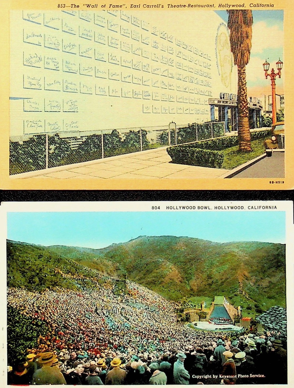 Two Hollywood California Vintage Postcards - AA-4 Two Hollywood California Vintage Postcards - AA-4