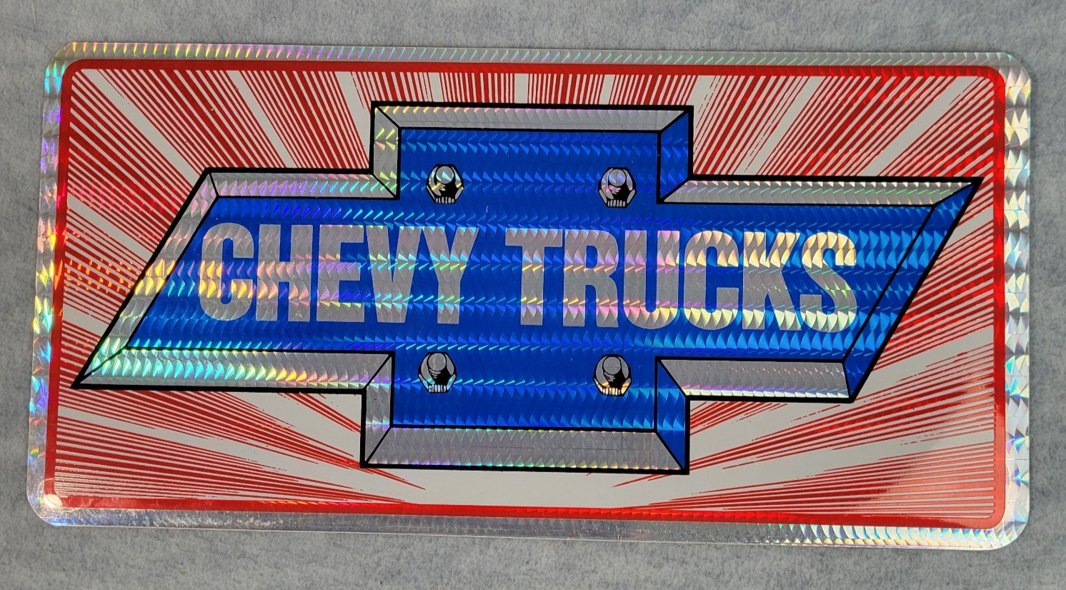Vintage Chevy Trucks License Plate Sticker Prismatic Red/White/Blue NEW Vintage Chevy Trucks License Plate Sticker Prismatic Red/White/Blue NEW