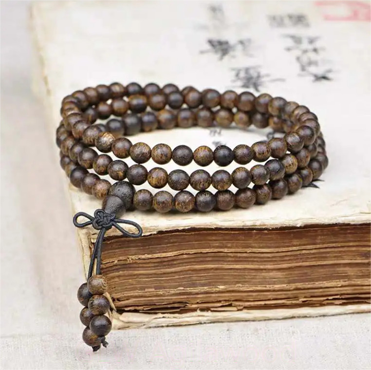 6mm*108 Genuine Cambodia Wild Agarwood Aloewood Malas Meditation Prayer Beads