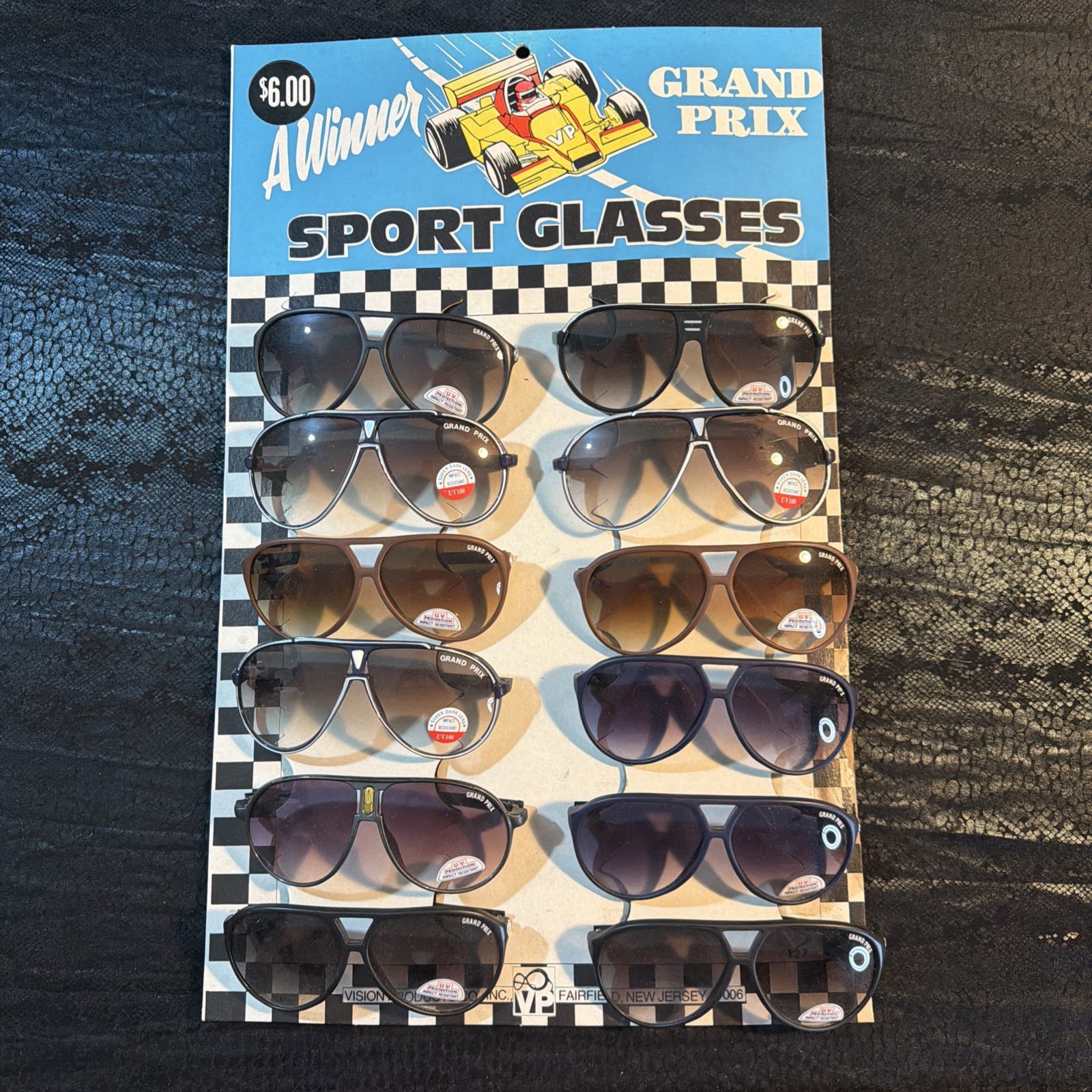 Rare Vintage Grand Prix Sport Glasses Display with All Originals aviator Rare Vintage Grand Prix Sport Glasses Display with All Originals aviator