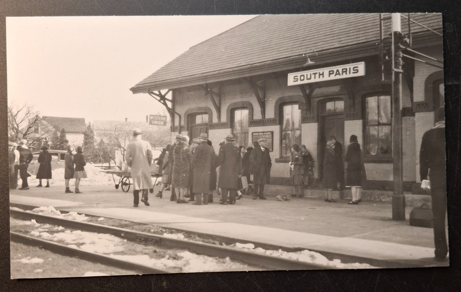 RPPC South Paris Maine Train RR Depot Real Photo Postcard RPPC South Paris Maine Train RR Depot Real Photo Postcard